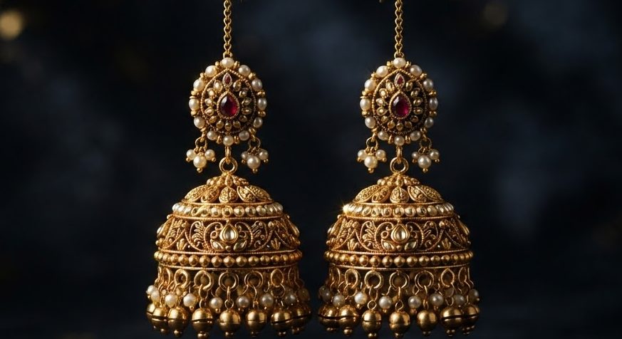 Meher Jhumka Earrings — detail view